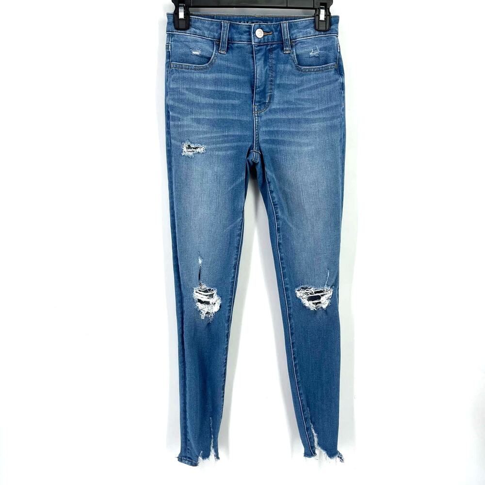 American Eagle Outfitters The Dream Jean Womens Size 0 Frayed Stretch Ankle